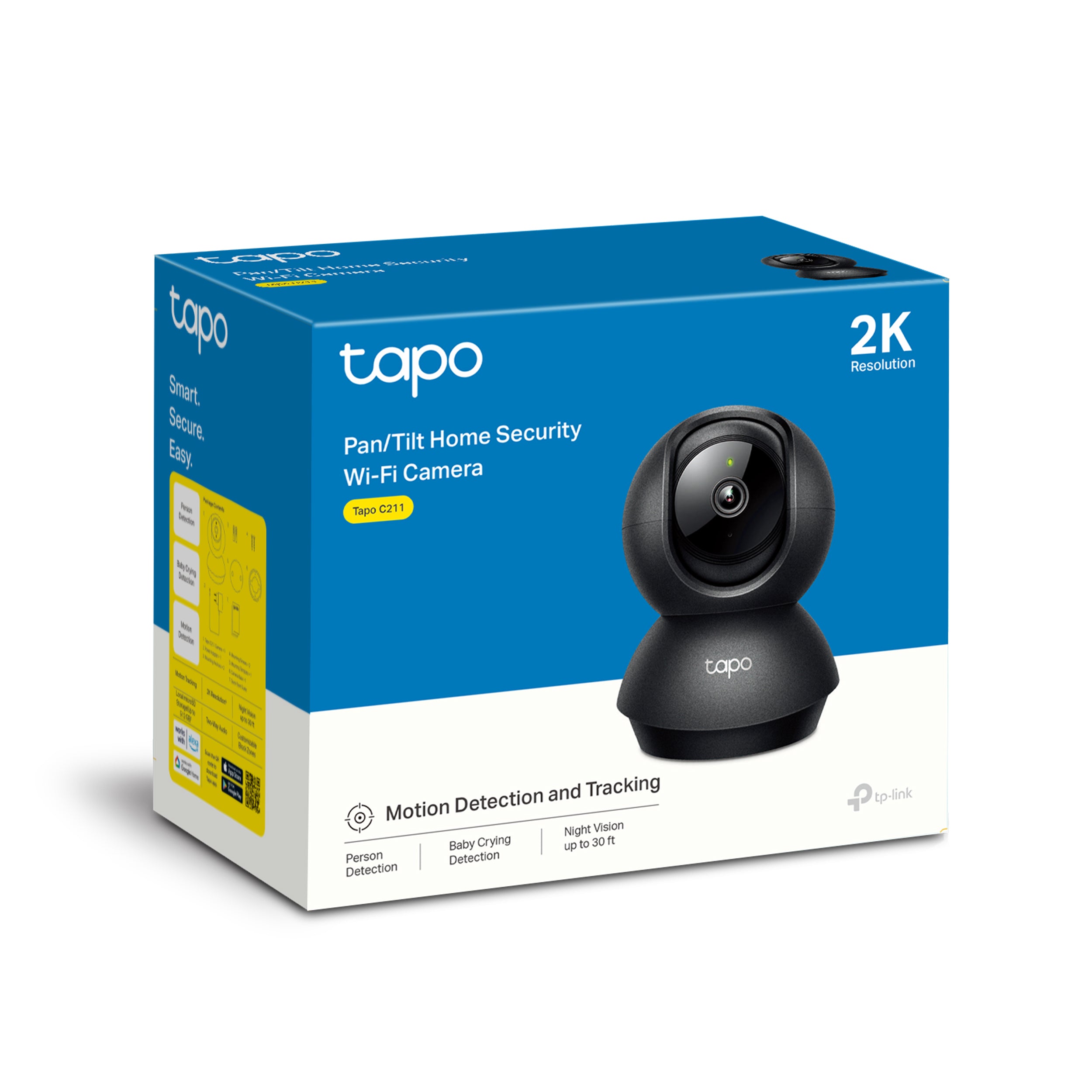 TAPO C211 - Cámara de Vigilancia Wi-Fi Inteligente, Rotación 360º, 2K 3MP, Detección IA, Visión Nocturna, Modo Privacidad, Color Negro