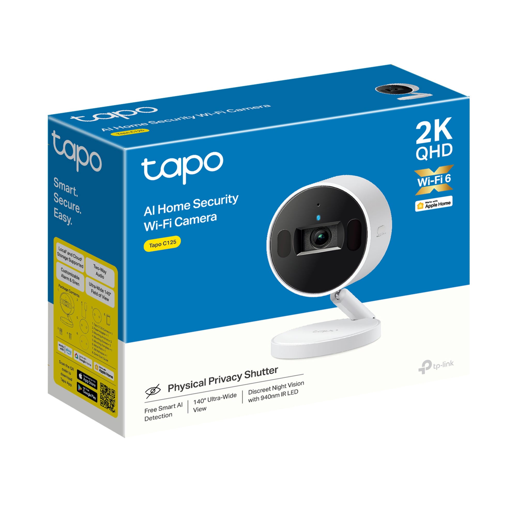 Tapo C125 - Cámara de Vigilancia Base Magnética, Detección por IA y Wi-Fi 6