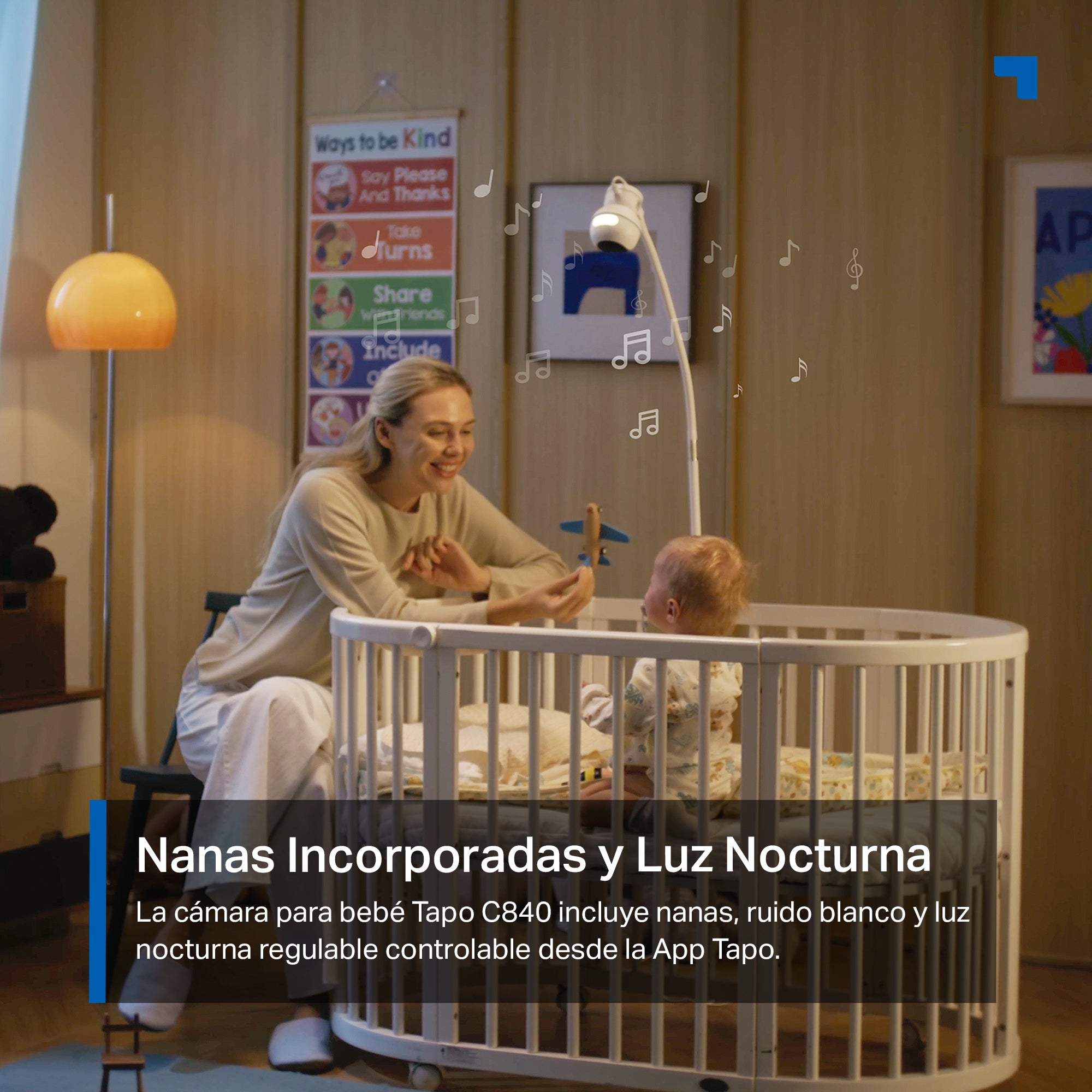 Tapo C840 - Cámara de Vigilancia para Bebé  Doble Lente 2K 3MP + 1080p, 360º, Visión Nocturna a Color, Detección IA Gratuita