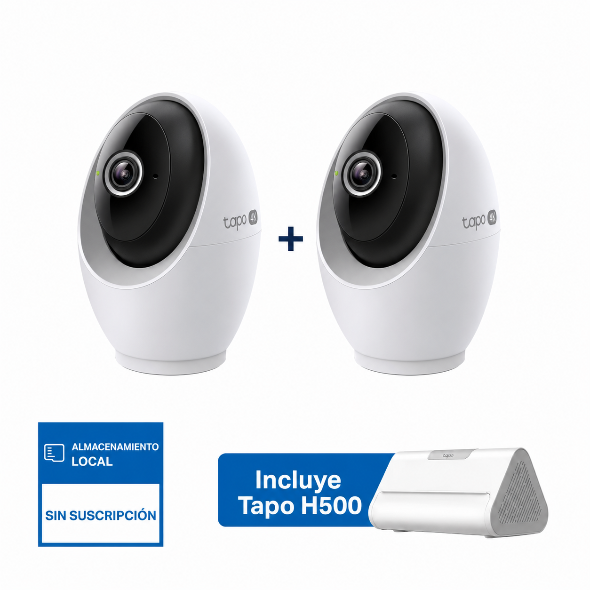 Cámara 4K 8MP Interior con IA 360° | Tapo H500 + C260 (2-pack)