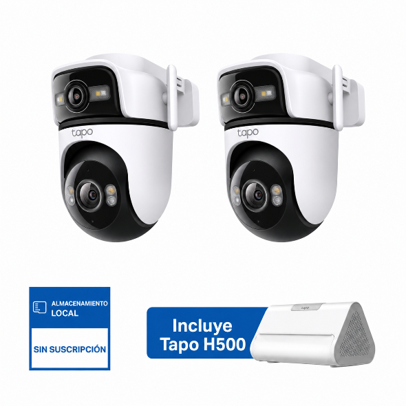 Cámara 2K 3MP Exterior Doble Lente 360° | Tapo H500 + C545D (2-pack)