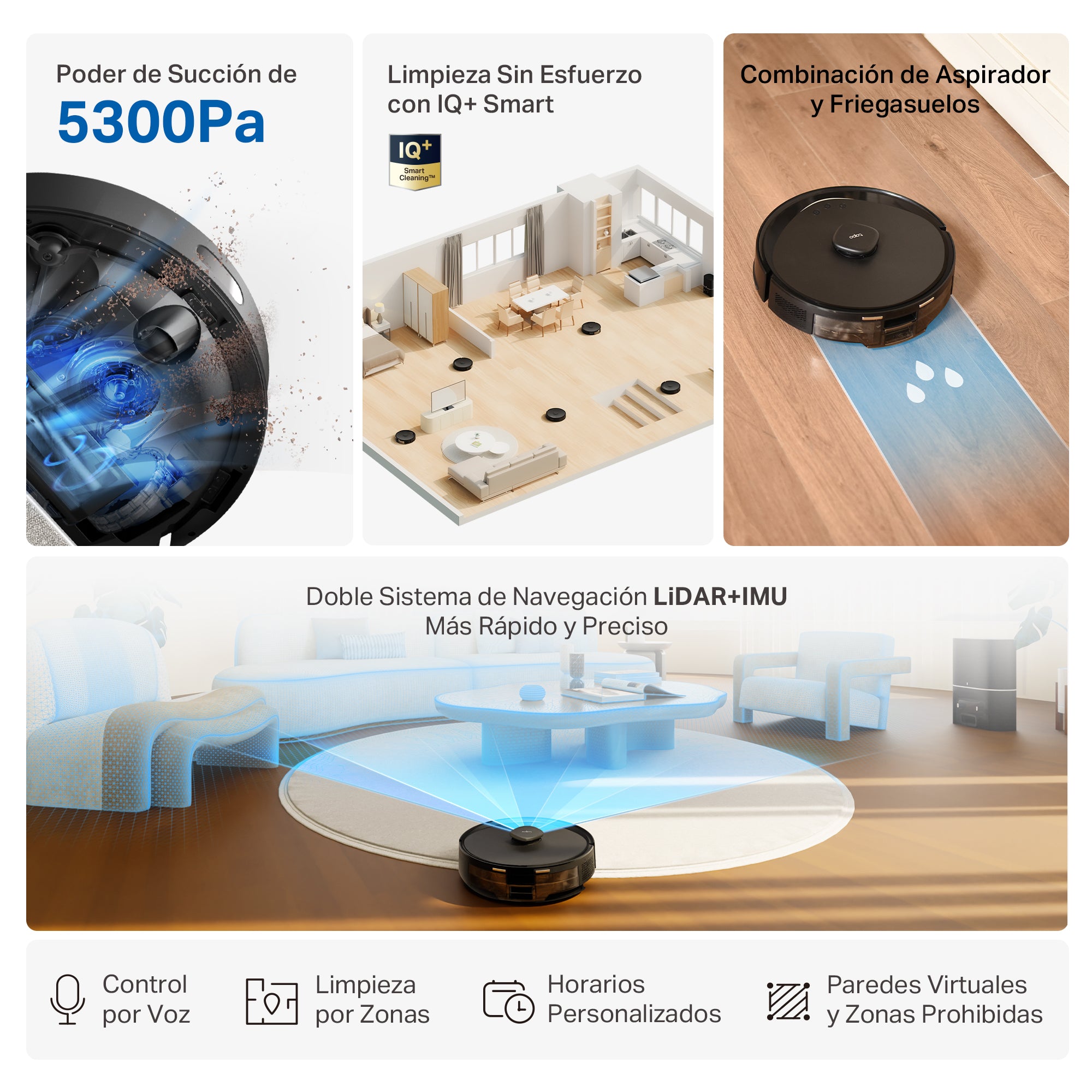 Tapo RV30 Max - Robot Aspirador y Friegasuelos con 5300Pa