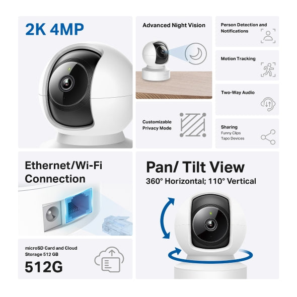2K QHD IA 360° con Ethernet | Tapo C222