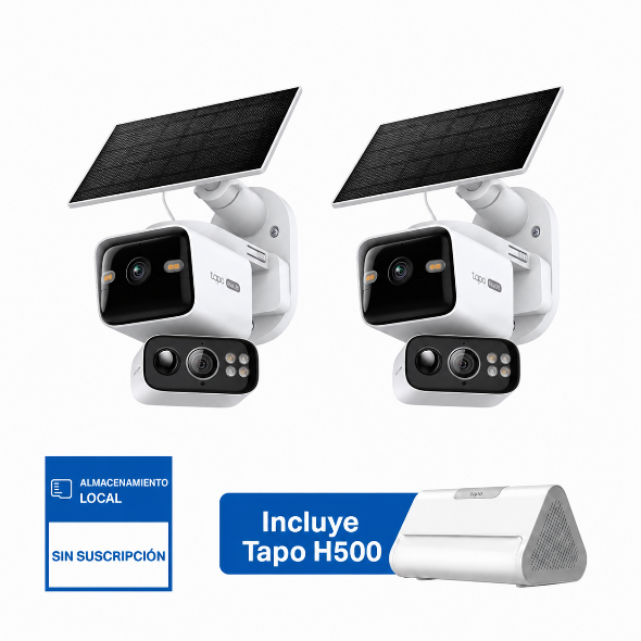 Cámara 2K Doble Lente Solar 360° | Tapo H500 + C645D Kit (2-pack)