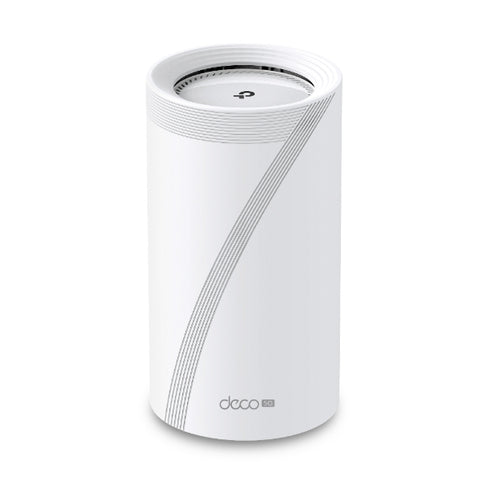 Sistema WiFi 7 Mesh TP-Link Deco BE65 Pro con diseño cilíndrico en color blanco.