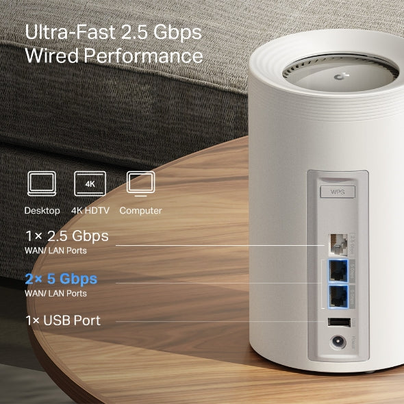 Deco BE65 Pro (Pack de 3) | Sistema Wi-Fi 7 Mesh BE9300 de Triple Banda con Puertos de 5 Gbps