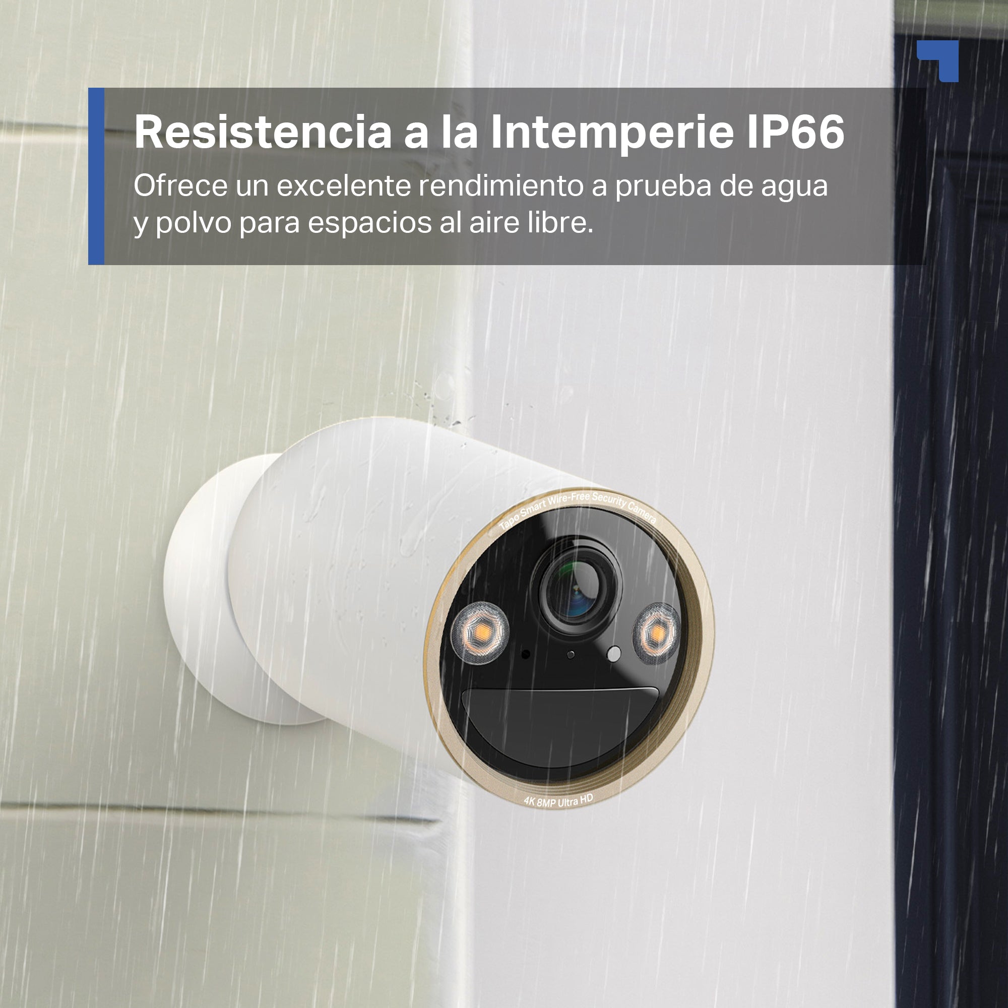 Cámara Tapo C460 con resistencia IP66 al agua y polvo, ideal para exteriores y climas extremos
