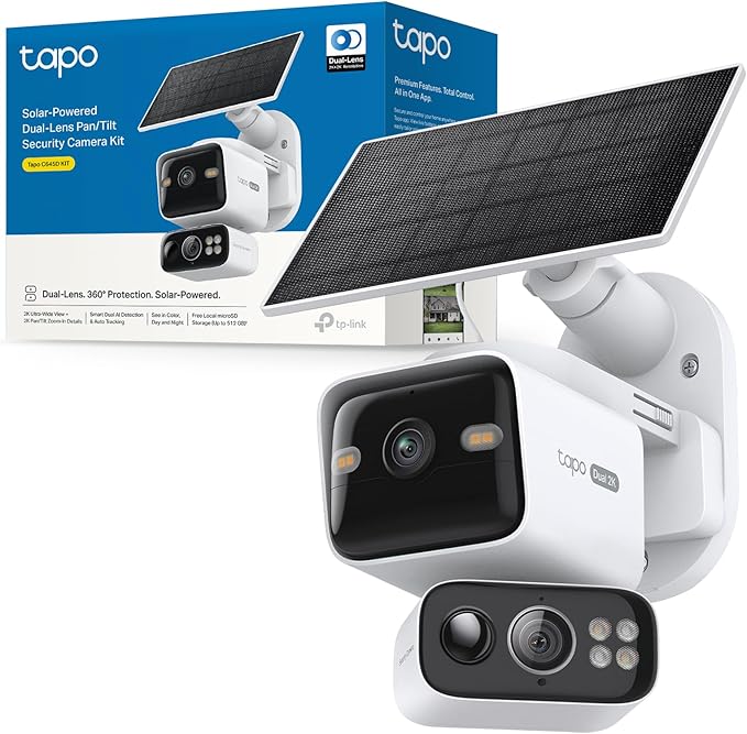 Tapo C645D KIT cámara de seguridad exterior solar con doble lente y protección 360°
