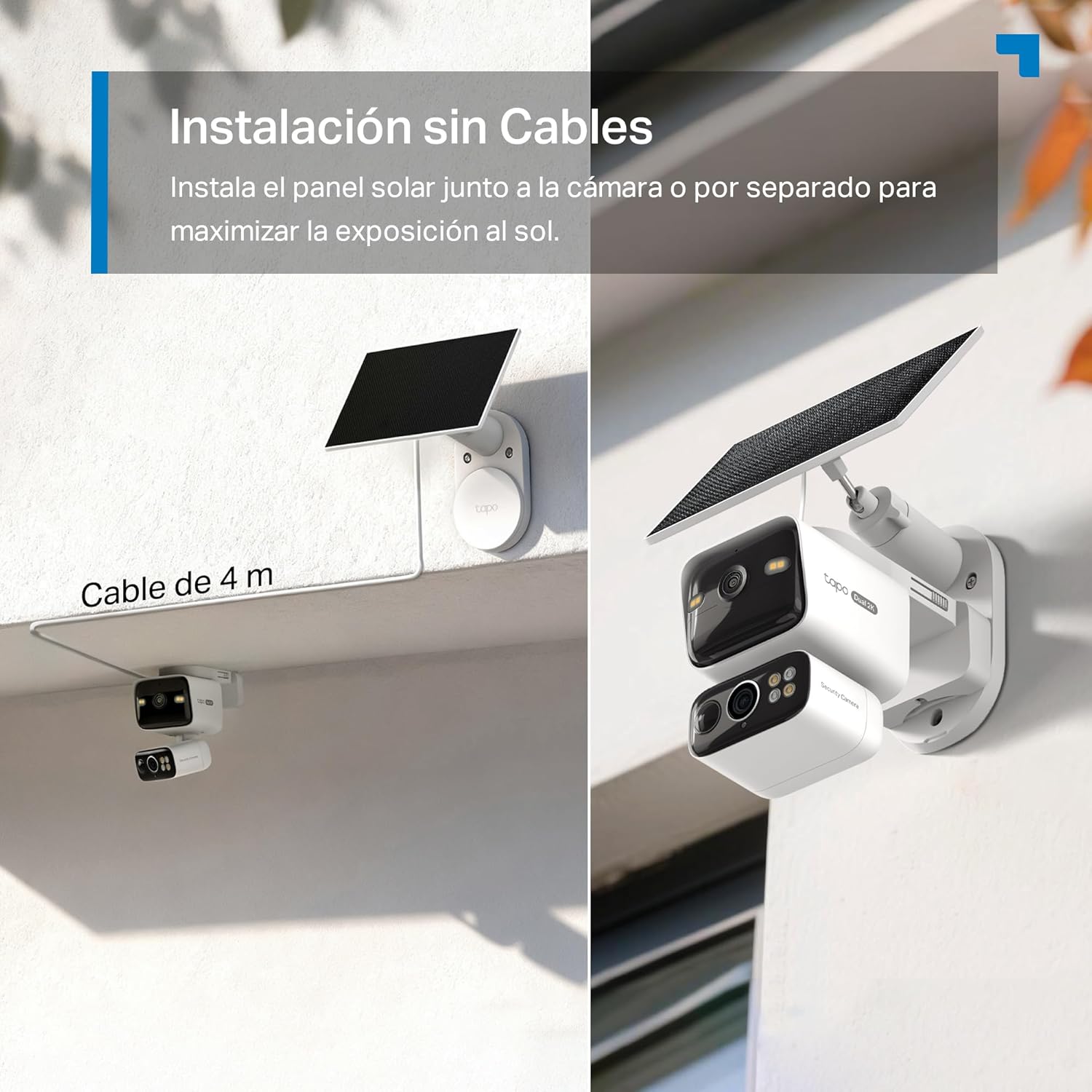 Tapo C645D KIT con panel solar de instalación flexible y cable de 4 metros para aprovechar mejor la luz solar