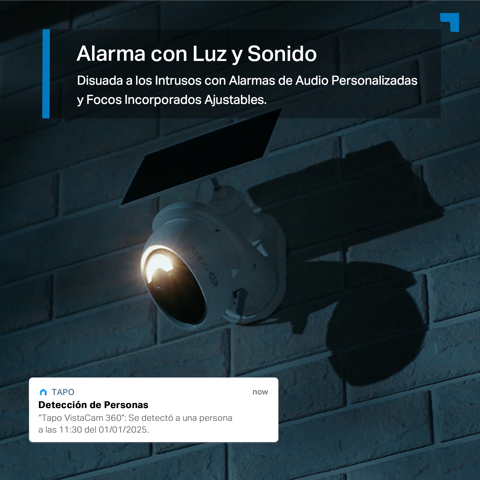 Alarma con luz y sonido de la Tapo C660 Kit para disuadir intrusos