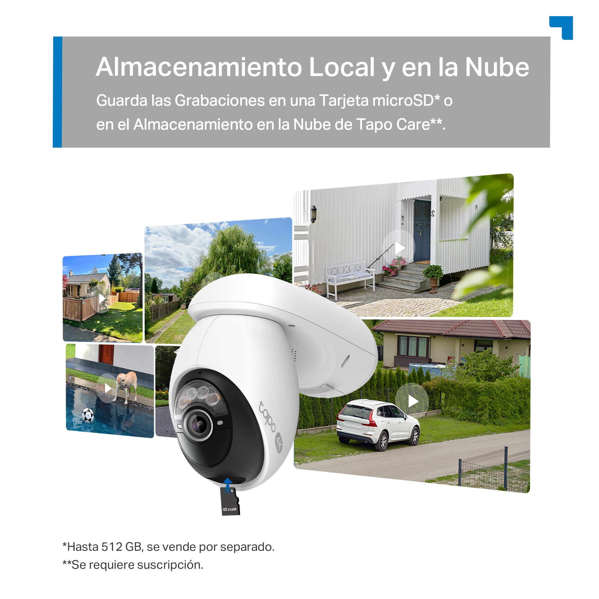 Tapo C660 Kit con almacenamiento local microSD hasta 512 GB o en la nube Tapo Care