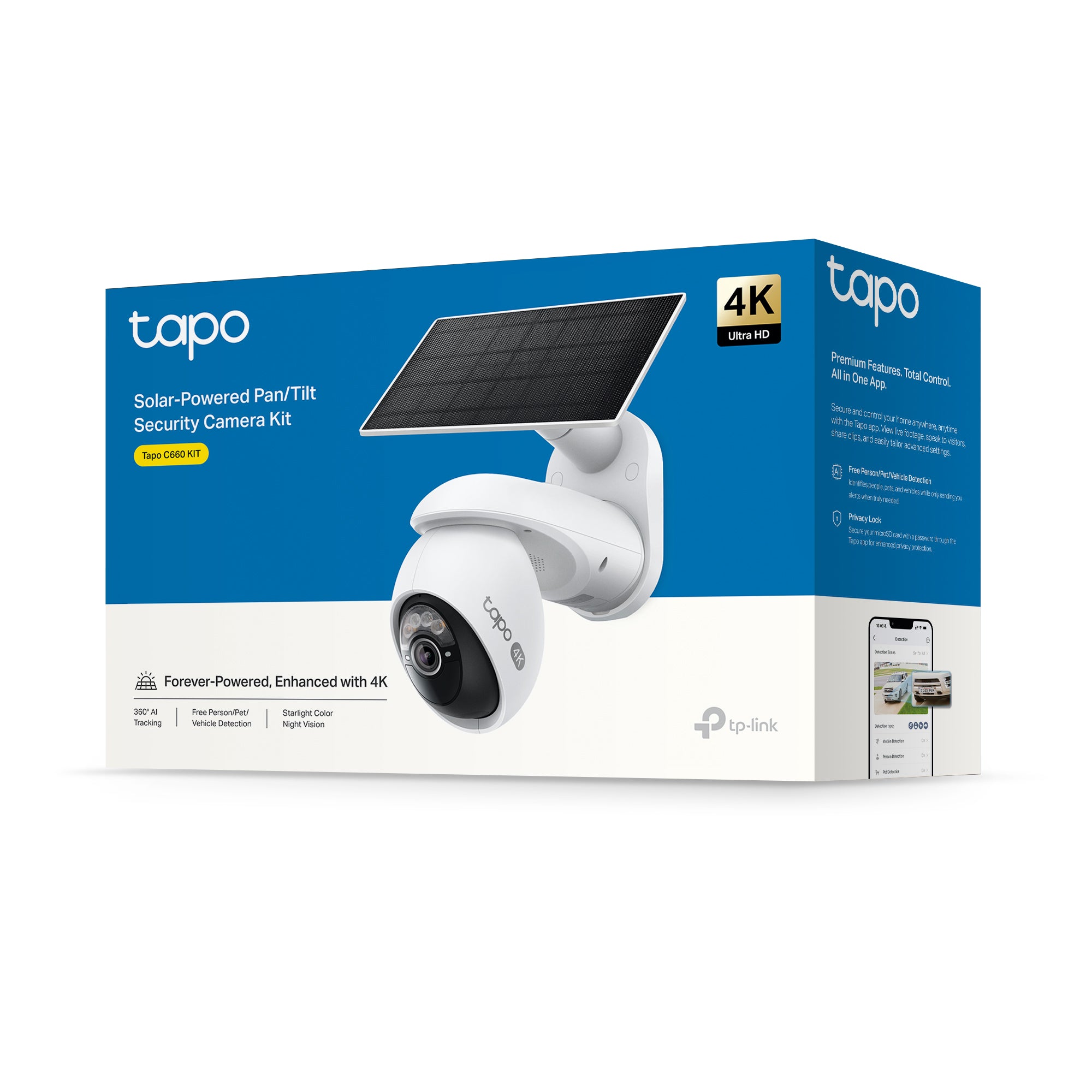 Tapo C660 Kit cámara solar 4K 360 junto a su caja
