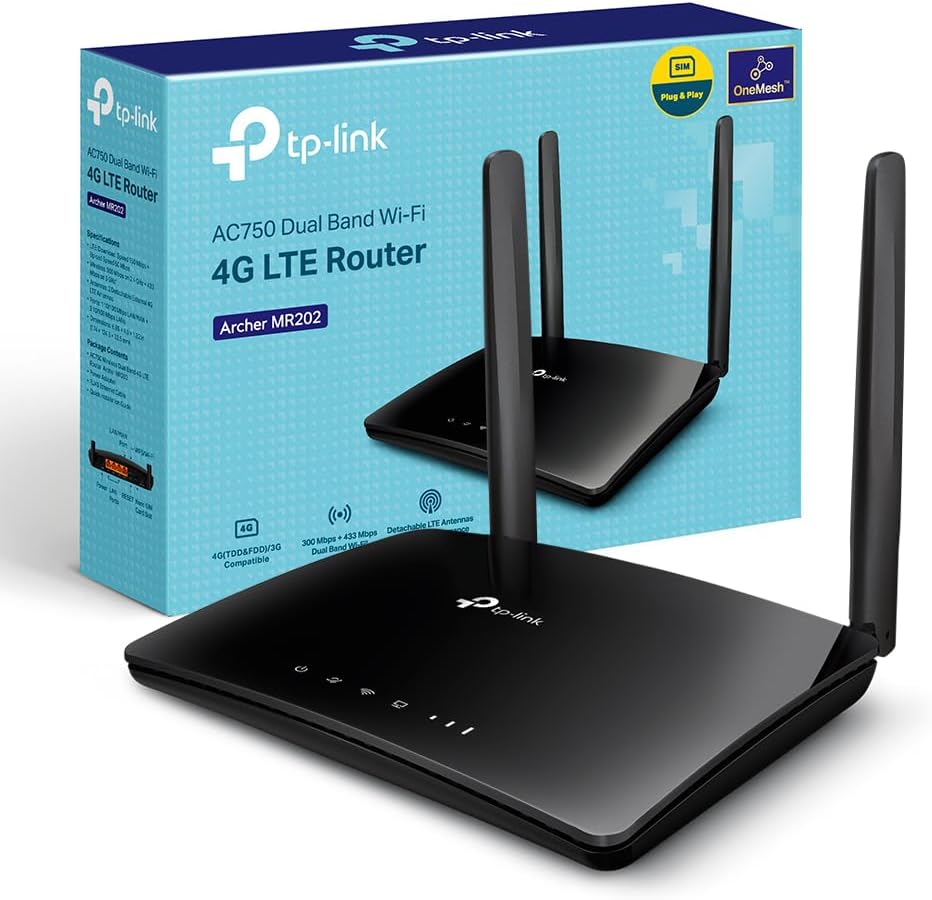 Router 4G LTE AC750 con Wi-Fi 5 y Gigabit Ethernet | Archer MR202