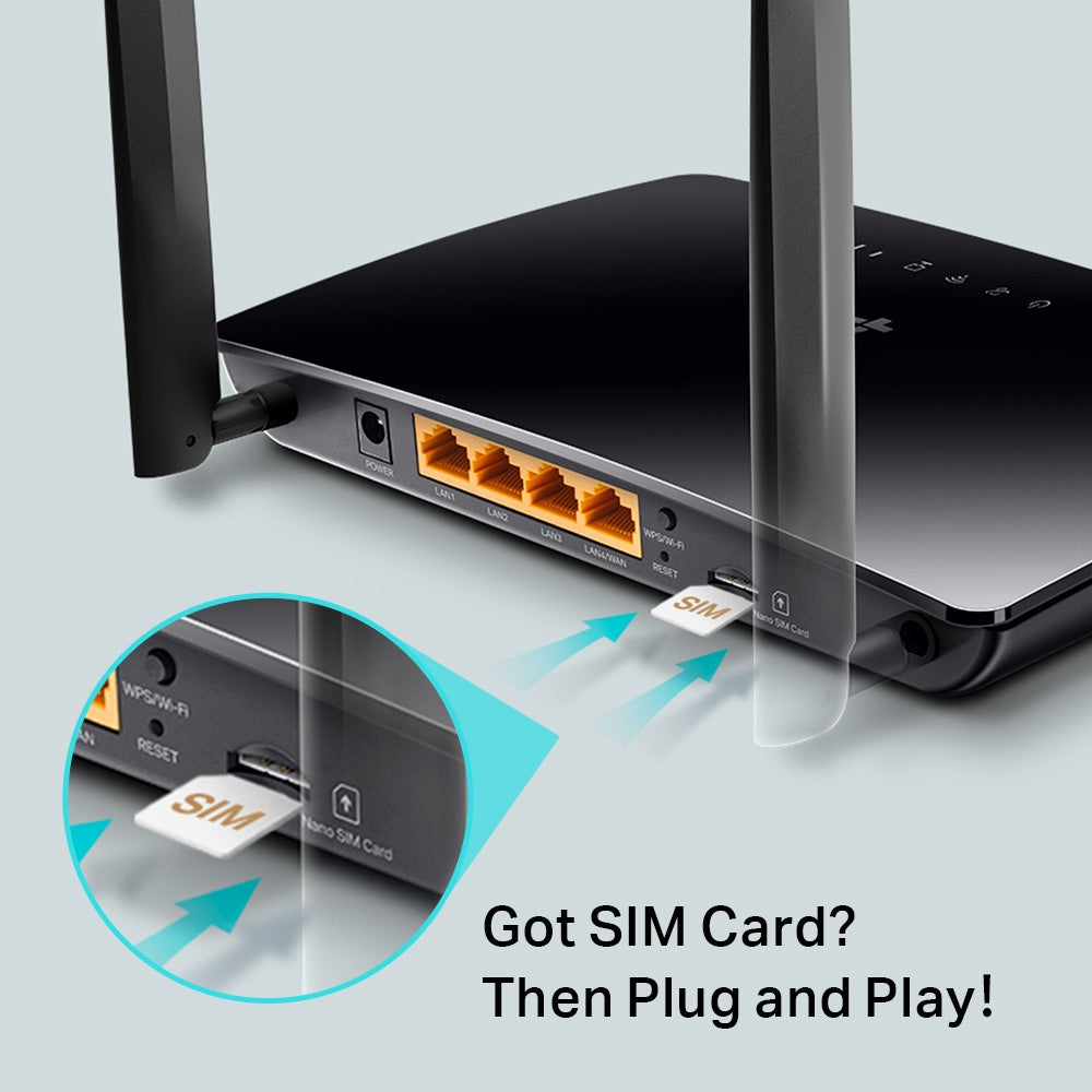 Router 4G LTE AC1200 con SIM hasta 150 Mbps para 64 dispositivos | Archer MR402