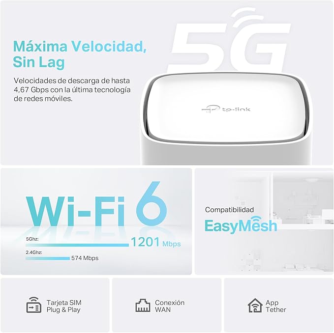 Router 5G AX1800 con Wi-Fi 6 hasta 4,67 Gbps | Archer NX200