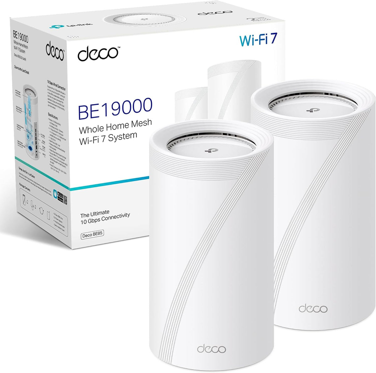 Sistema Wi-Fi 7 Mesh BE19000 de Triple Banda hasta 19 Gbps con Puertos 10G | Deco BE85 (2-Pack)