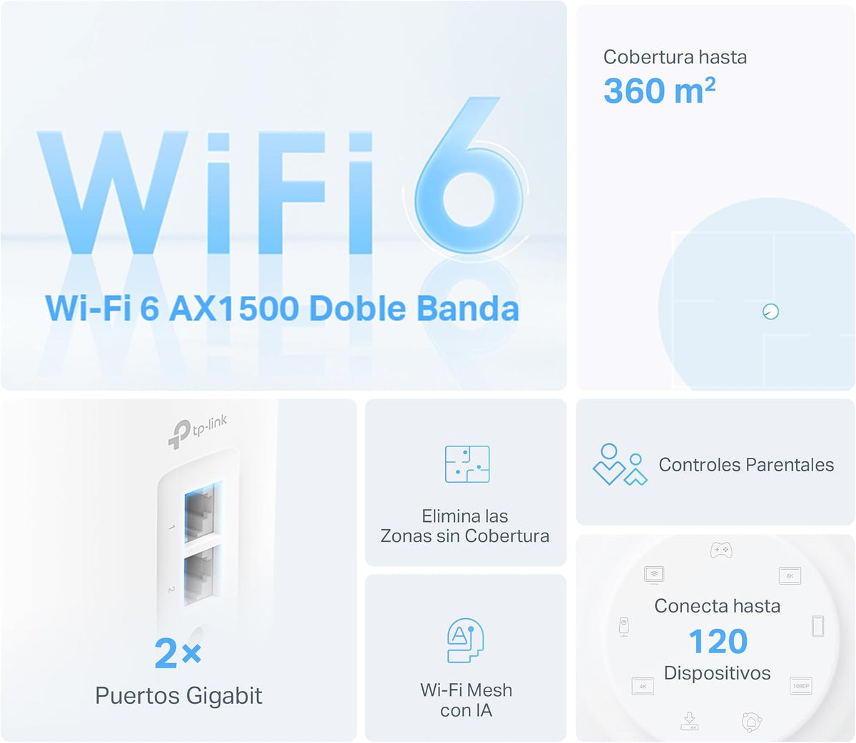Sistema Wi-Fi 6 Mesh AX1500 para toda la casa hasta 360 m² | Deco X1500 (2-pack)