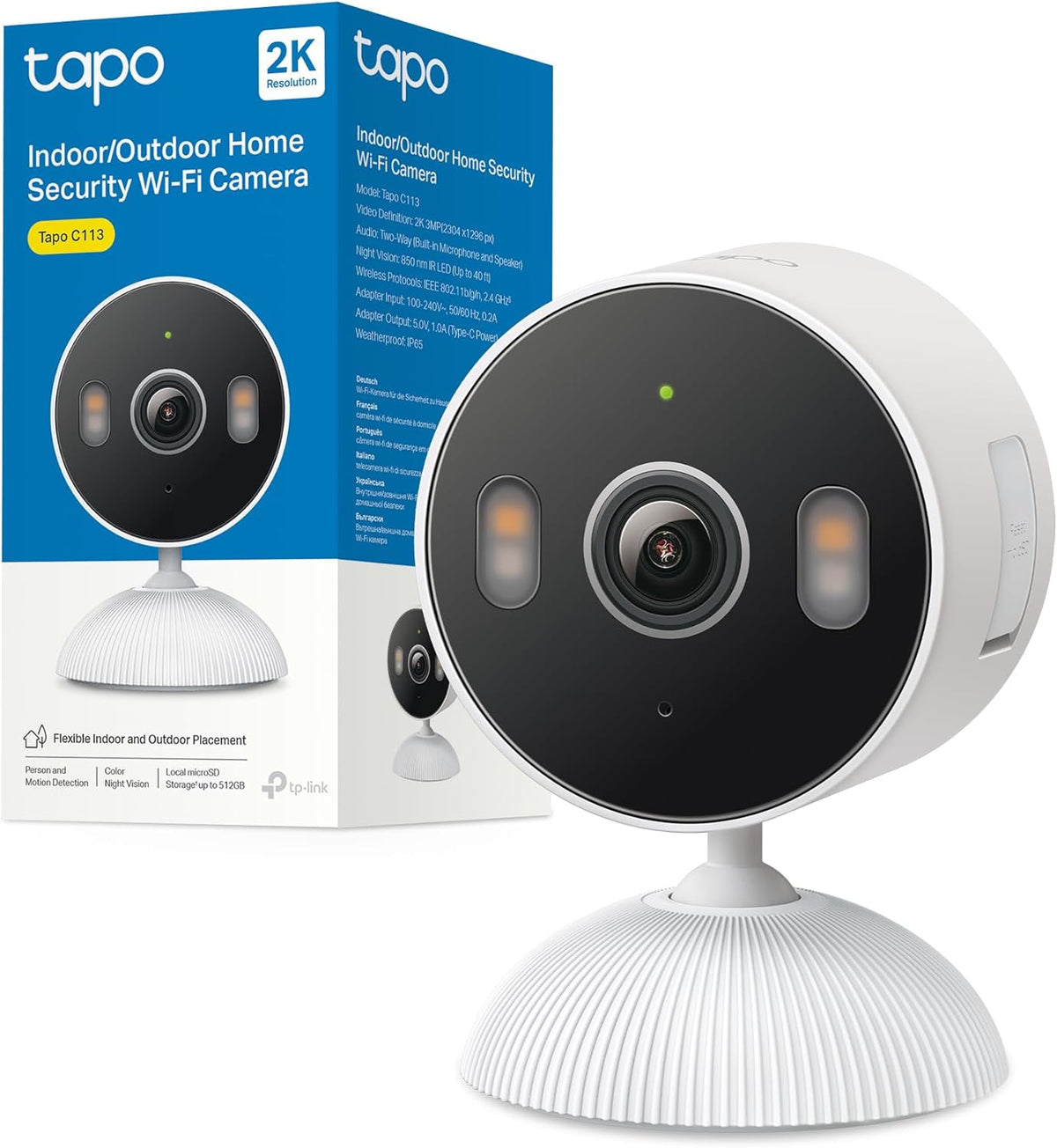Cámara de Seguridad Wi-Fi Interior/Exterior 2K 3MP con Visión Nocturna a Color | Tapo C113