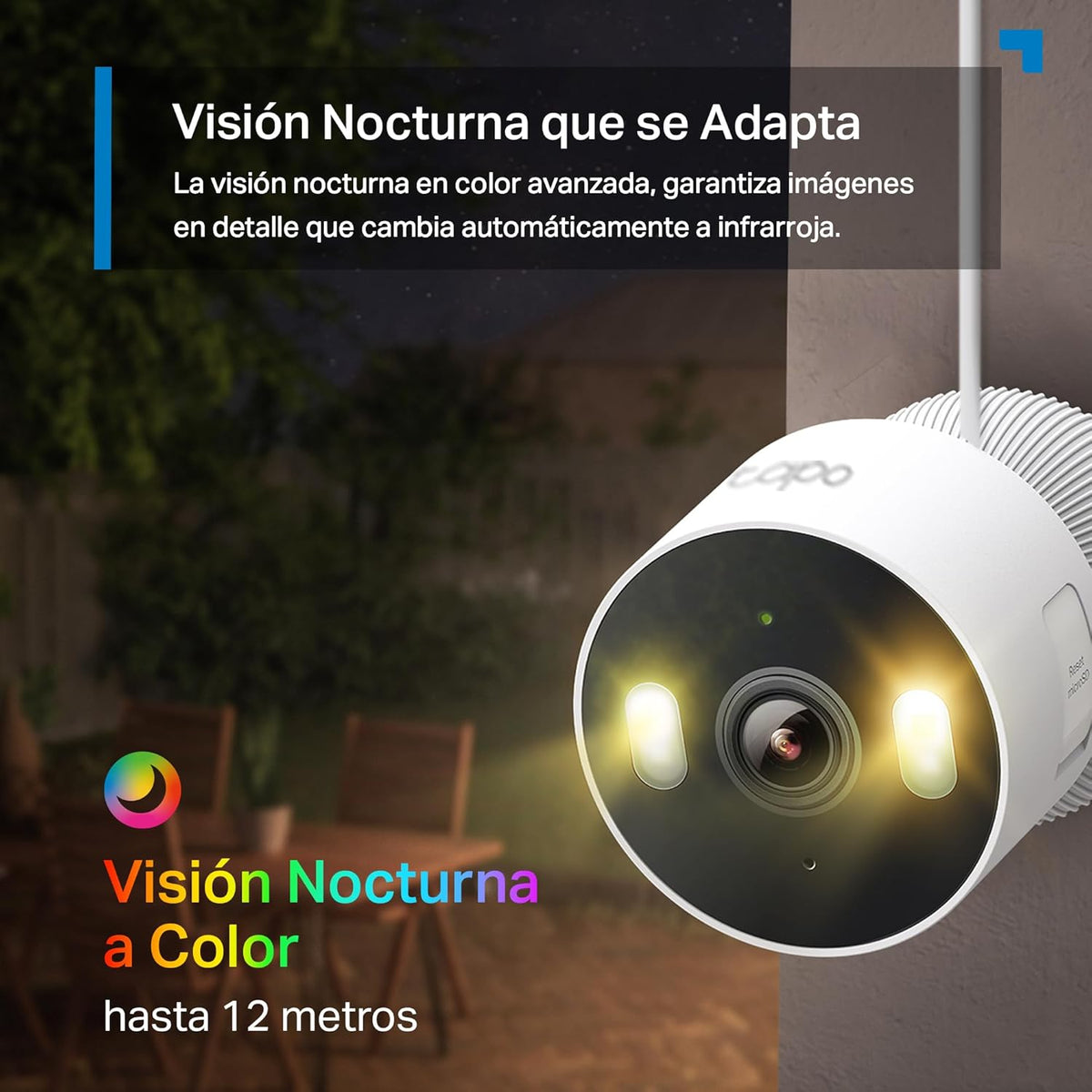 Cámara de Seguridad Wi-Fi Interior/Exterior 2K 3MP con Visión Nocturna a Color | Tapo C113