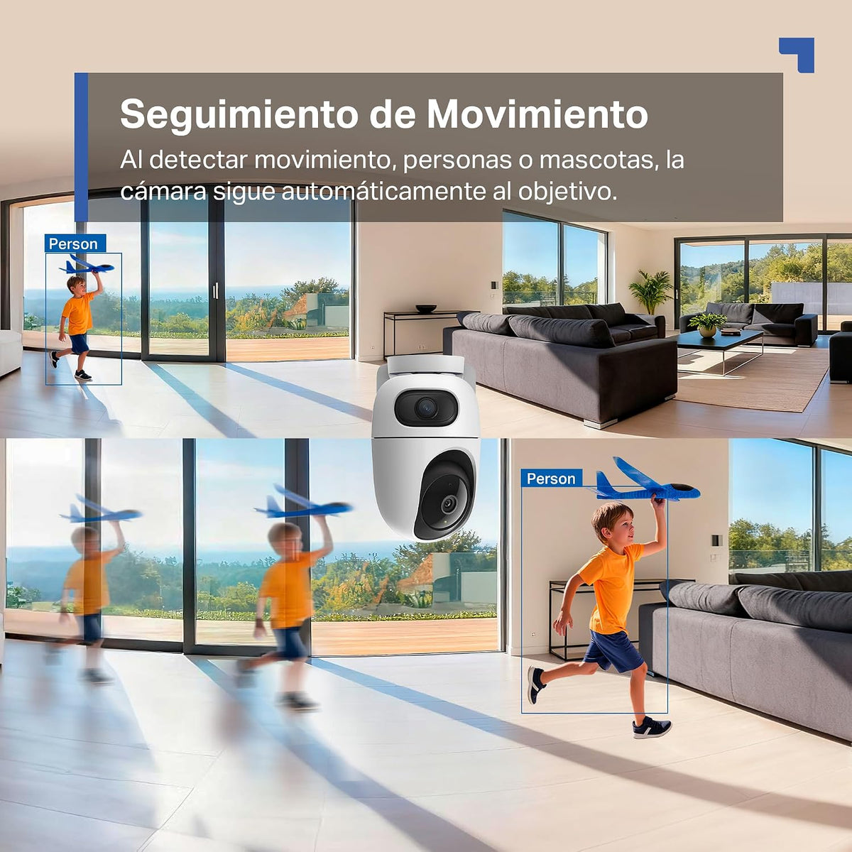 Cámara de Seguridad Interior de Doble Lente 2K con Pan/Tilt y Seguimiento IA | Tapo C245D