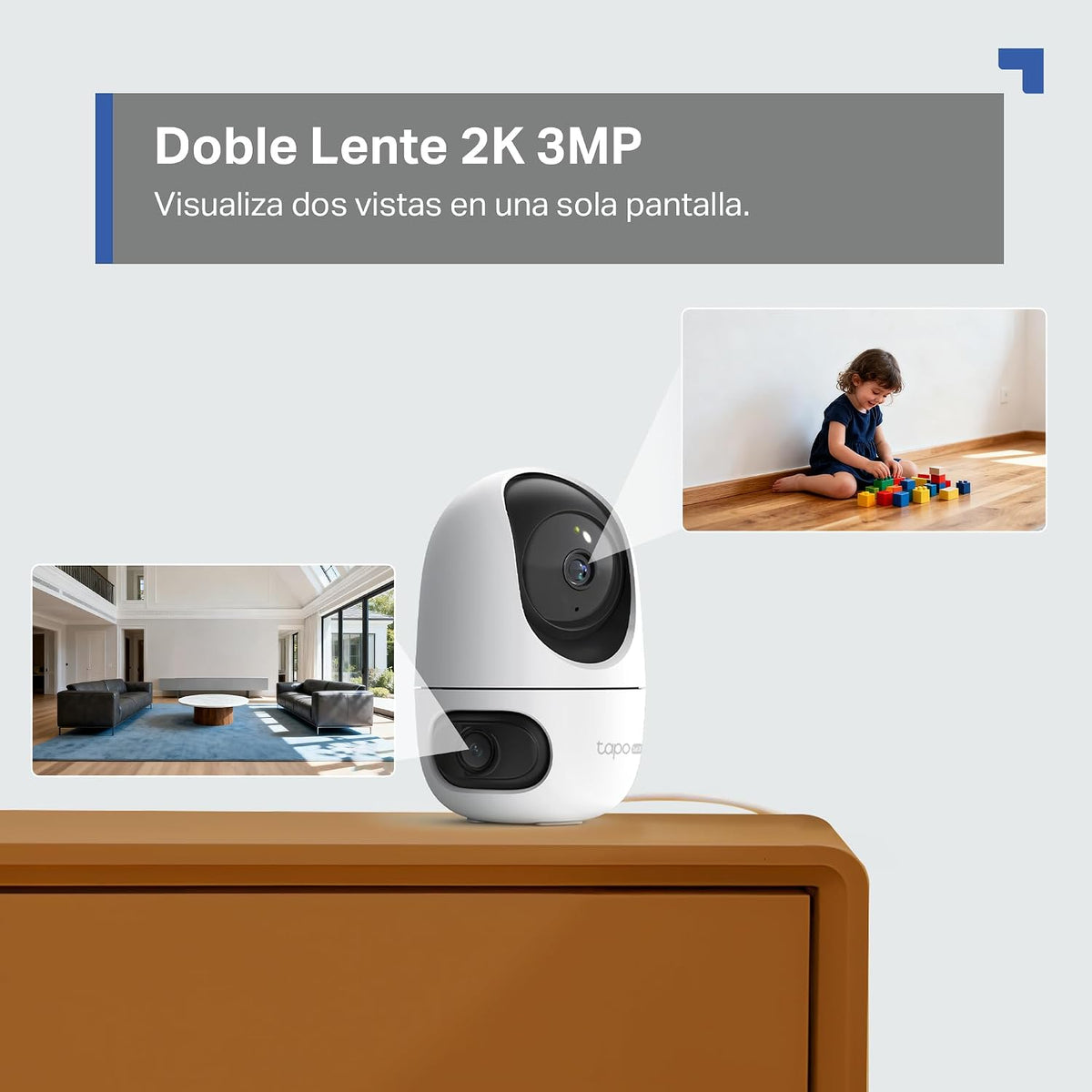 Cámara de Seguridad Interior de Doble Lente 2K con Pan/Tilt y Seguimiento IA | Tapo C245D