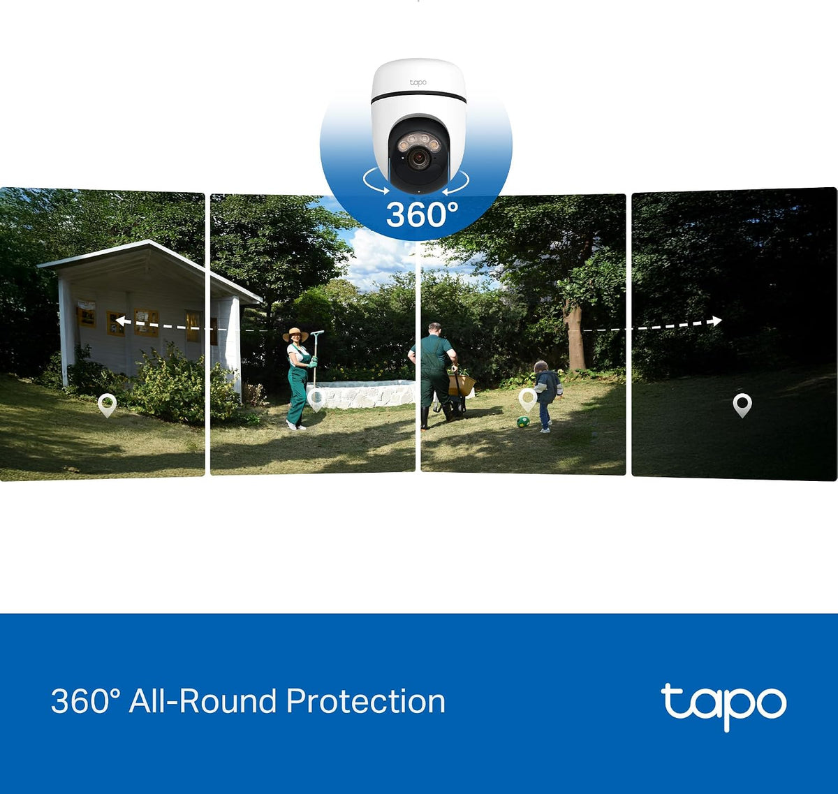 Cámara Exterior Solar 3K 5MP Wi-Fi 360° con Seguimiento IA | Tapo C630 KIT