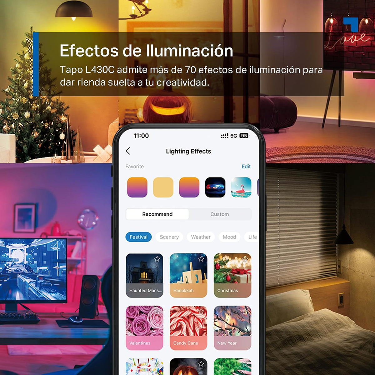 Bombilla Inteligente Wi-Fi E27 Multicolor con Monitorización de Energía, Pack de 4 | Tapo L430C (4-Pack)