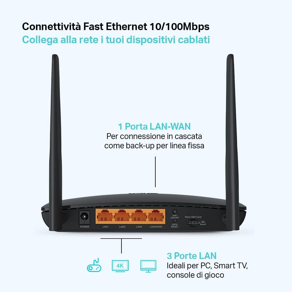 Router 4G LTE N300 con Wi-Fi 4 hasta 150 Mbps | TL-MR6400